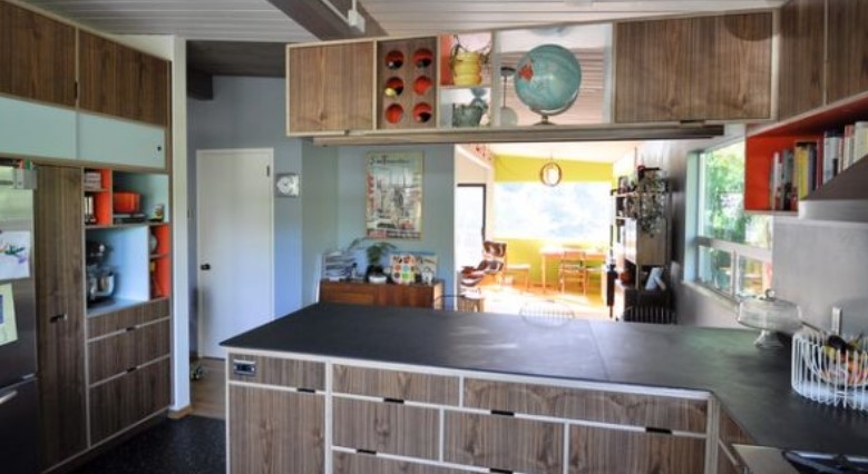 Retro Kitchen Decoration With Marble Table Top Combined Homestead  Reclaimed Cabinet And Stainless Stove