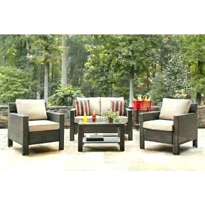 Cambridge Brown Wicker Outdoor Ottoman with Blue Cushions